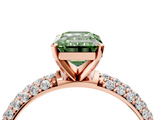 Rose gold Fancy Green Emerald  Solitaire with Pave Band and Four-Prong Setting_7