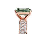 Rose gold Fancy Green Emerald  Solitaire with Pave Band and Four-Prong Setting_8