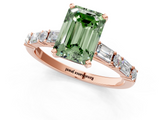 Rose gold Fancy Green Emerald  Solitaire with Side Baguettes and Channel Set Band_46