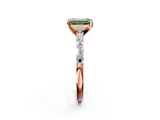 Rose gold Fancy Green Emerald  Solitaire with Side Baguettes and Channel Set Band_47