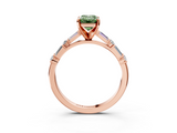 Rose gold Fancy Green Emerald  Solitaire with Side Baguettes and Channel Set Band_48