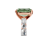 Rose gold Fancy Green Emerald  Solitaire with Side Baguettes and Channel Set Band_50