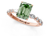 Rose gold Fancy Green Emerald  Solitaire with Side Stones on a Pavé Band and Four-Prong Setting_24