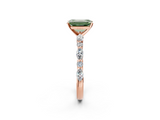 Rose gold Fancy Green Emerald  Solitaire with Side Stones on a Pavé Band and Four-Prong Setting_25