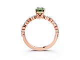 Rose gold Fancy Green Emerald  Solitaire with Side Stones on a Pavé Band and Four-Prong Setting_26