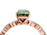 Rose gold Fancy Green Emerald  Solitaire with Side Stones on a Pavé Band and Four-Prong Setting_27