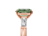 Rose gold Fancy Green Emerald  Solitaire with Tapered Baguette Side Stones on a Classic Band with Four-Prong Setting_108