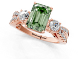 Rose gold Fancy Green Emerald  Three-Stone Diamond Ring with Pavé Split Shank and Four-Prong Setting_70