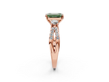 Rose gold Fancy Green Emerald  Three-Stone Diamond Ring with Pavé Split Shank and Four-Prong Setting_71