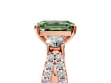 Rose gold Fancy Green Emerald  Three-Stone Diamond Ring with Pavé Split Shank and Four-Prong Setting_74
