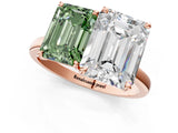 Rose gold Fancy Green Emerald  and Emerald Cut Toi Moi Ring with Prong Setting_47