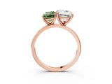 Rose gold Fancy Green Emerald  and Emerald Cut Toi Moi Ring with Prong Setting_49