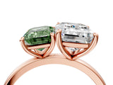 Rose gold Fancy Green Emerald  and Emerald Cut Toi Moi Ring with Prong Setting_50