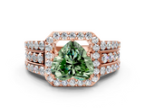 Rose gold Fancy Green Heart -Cut Halo Diamond Ring with Split Shank and Four-Prong Setting_17