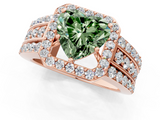 Rose gold Fancy Green Heart -Cut Halo Diamond Ring with Split Shank and Four-Prong Setting_18