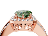 Rose gold Fancy Green Heart -Cut Halo Diamond Ring with Split Shank and Four-Prong Setting_21
