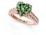 Rose gold Fancy Green Heart  Brilliant Cut Diamond Engagement Ring with Pavé Band and Four-Prong Setting_30