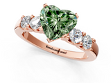 Rose gold Fancy Green Heart  Brilliant Cut Diamond Five-Stone Prong Set Engagement Ring with Channel Band_1