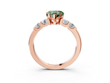 Rose gold Fancy Green Heart  Brilliant Cut Diamond Five-Stone Prong Set Engagement Ring with Channel Band_3