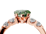 Rose gold Fancy Green Heart  Brilliant Cut Diamond Five-Stone Prong Set Engagement Ring with Channel Band_4