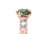 Rose gold Fancy Green Heart  Brilliant Cut Diamond Five-Stone Prong Set Engagement Ring with Channel Band_5