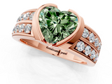 Rose gold Fancy Green Heart  Brilliant Diamond Channel Set Wide Band Ring with Bezel Setting_1