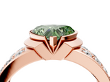 Rose gold Fancy Green Heart  Brilliant Diamond Channel Set Wide Band Ring with Bezel Setting_4