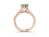 Rose gold Fancy Green Heart  Brilliant Diamond Solitaire with Pavé Band and Four-Prong Setting 3