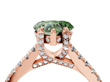 Rose gold Fancy Green Heart  Brilliant Diamond Solitaire with Pavé Band and Four-Prong Setting 4