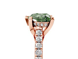 Rose gold Fancy Green Heart  Brilliant Diamond Solitaire with Pavé Band and Four-Prong Setting 5