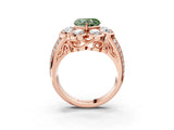 Rose gold Fancy Green Heart  Brilliant Flower Halo Diamond Split Shank Ring_138