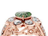 Rose gold Fancy Green Heart  Brilliant Flower Halo Diamond Split Shank Ring_139