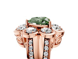 Rose gold Fancy Green Heart  Brilliant Flower Halo Diamond Split Shank Ring_140