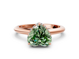 Rose gold Fancy Green Heart  Brilliant Solitaire Engagement Ring with Six-Prong Setting and Classic Band