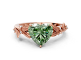 Rose gold Fancy Green Heart  Brilliant Solitaire with Leaf Motif Band and Four-Prong Setting_35