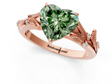 Rose gold Fancy Green Heart  Brilliant Solitaire with Leaf Motif Band and Four-Prong Setting_36