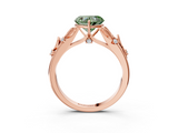 Rose gold Fancy Green Heart  Brilliant Solitaire with Leaf Motif Band and Four-Prong Setting_38