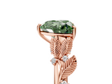 Rose gold Fancy Green Heart  Brilliant Solitaire with Leaf Motif Band and Four-Prong Setting_40