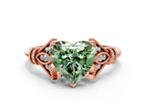 Rose gold Fancy Green Heart  Brilliant Solitaire with Pave Band and Four-Prong Setting