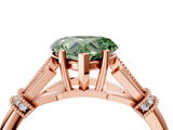 Rose gold Fancy Green Heart  Brilliant Solitaire with Pave Band and Four-Prong Setting_4