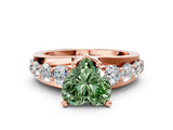 Rose gold Fancy Green Heart  Brilliant Solitaire with Side Stones on a Pave Band and Four-Prong Setting_24