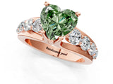 Rose gold Fancy Green Heart  Brilliant Solitaire with Side Stones on a Pave Band and Four-Prong Setting_25