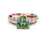 Rose gold Fancy Green Heart  Brilliant Solitaire with Side Stones on a Pave Band and Four-Prong Setting_29