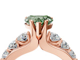 Rose gold Fancy Green Heart  Brilliant Solitaire with Side Stones on a Pave Band and Four-Prong Setting_33