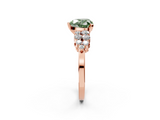 Rose gold Fancy Green Heart  Cluster Diamond Engagement Ring with Pavé Band and Four-Prong Setting_2