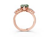 Rose gold Fancy Green Heart  Cluster Diamond Engagement Ring with Pavé Band and Four-Prong Setting_3