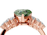 Rose gold Fancy Green Heart  Cluster Diamond Engagement Ring with Pavé Band and Four-Prong Setting_4
