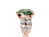 Rose gold Fancy Green Heart  Cluster Diamond Engagement Ring with Pavé Band and Four-Prong Setting_5