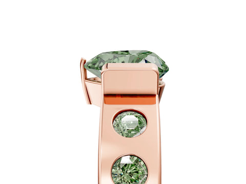 Rose gold Fancy Green Heart Cut Brilliant Channel-Set Diamond Ring with Bezel Prong Setting_5