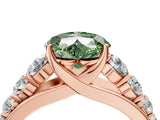 Rose gold Fancy Green Heart Cut Brilliant Diamond Pavé Band with Six-Prong Setting_4